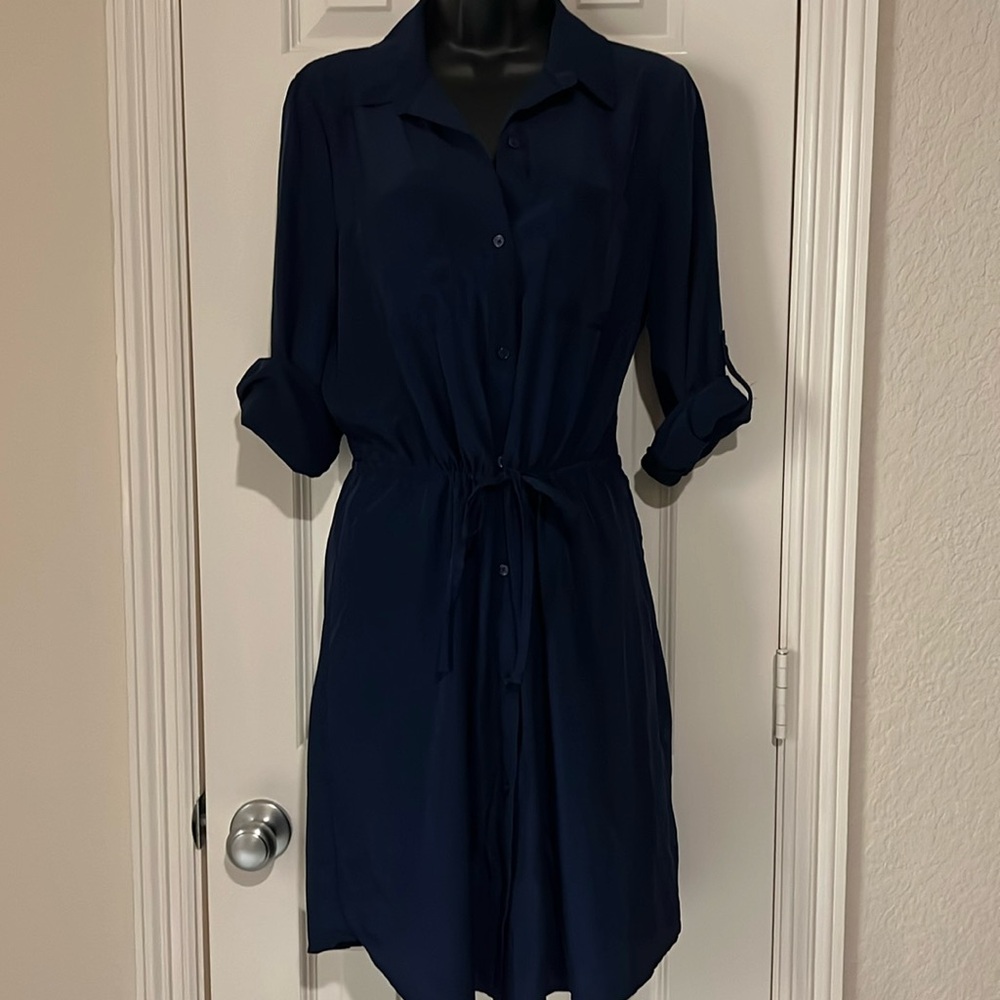 Old Navy rolled up sleeve navy blue with drawstring waist